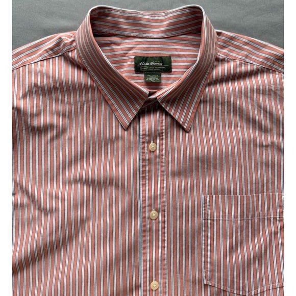 Eddie Bauer Shirt Men XXL Orange Striped Button Up 100%Cotton Long Sleeve Casual - Picture 3 of 15